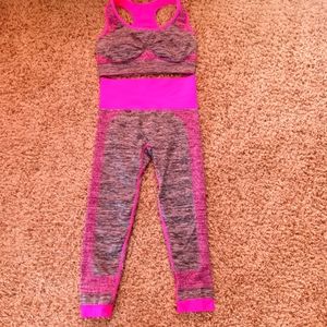 Pink and Gray workout outfit.